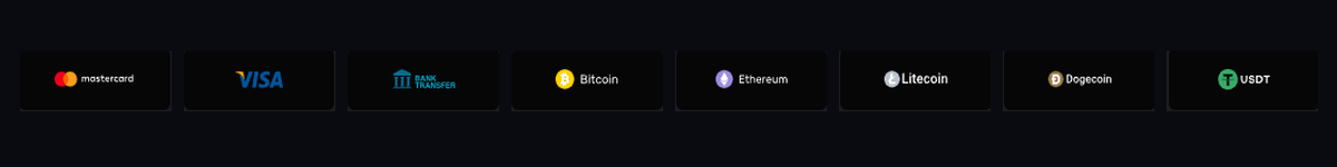 SpinKong payment methods including Mastercard, Visa, bank transfer and cryptocurrencies