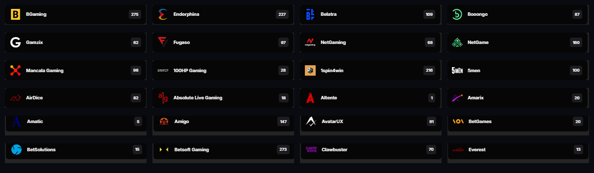 SpinKong casino provider catalogue